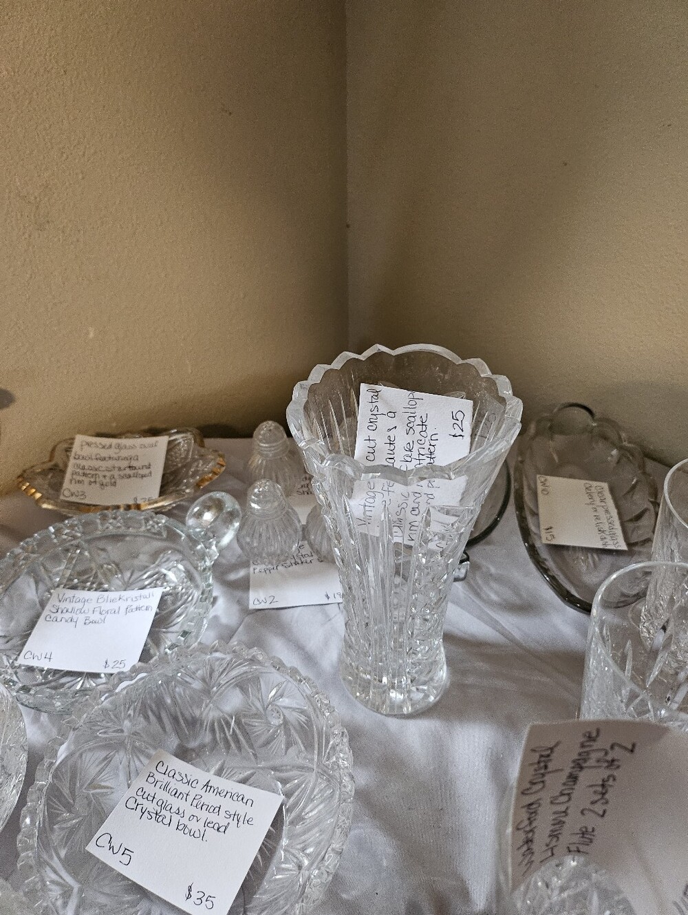 Clear Crystal Scalloped Rim Vase - Clear